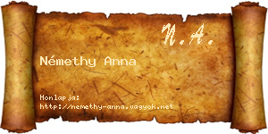 Némethy Anna névjegykártya