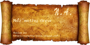 Némethy Anna névjegykártya